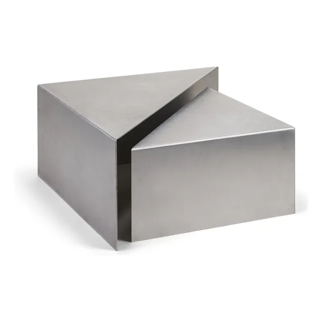 Mesa de centro Triangolo de aluminio cepillado | Aluminio