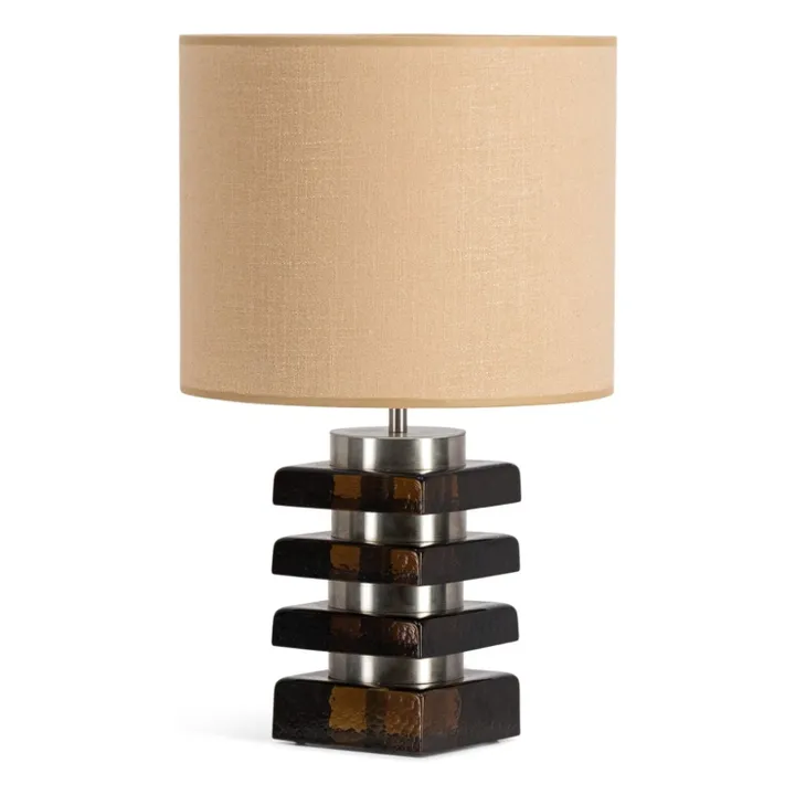Marta table lamp in glass and textured fabric | Amber- Product image n°0