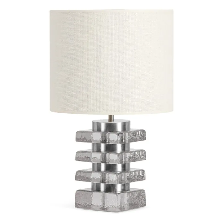 Marta table lamp in glass and textured fabric | Transparent- Product image n°0