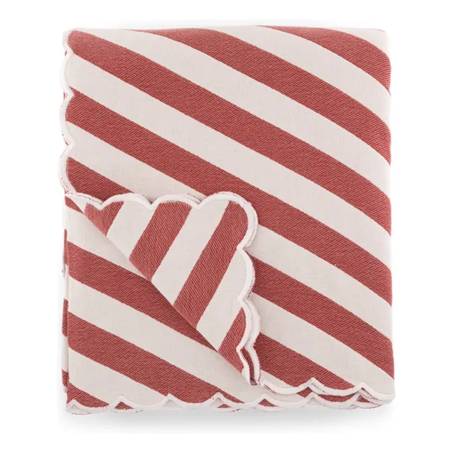 Monastico bed cover in striped cotton | Brick red