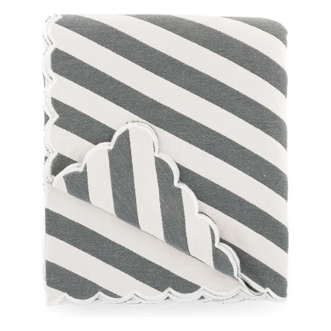 Monastico bed cover in striped cotton | Dark green