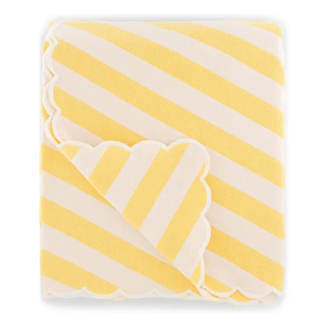 Monastico bed cover in striped cotton | Yellow