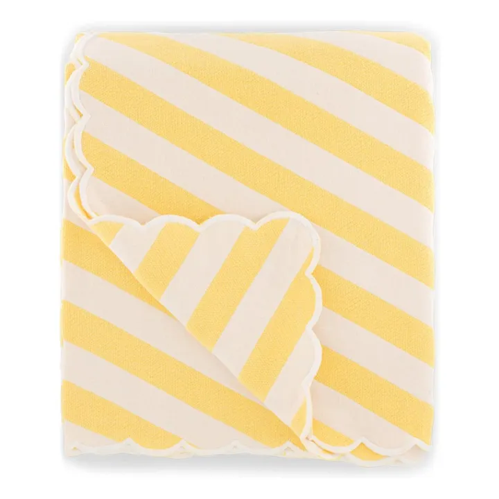 Couvre lit Monastico en coton à rayures | Jaune- Image produit n°0