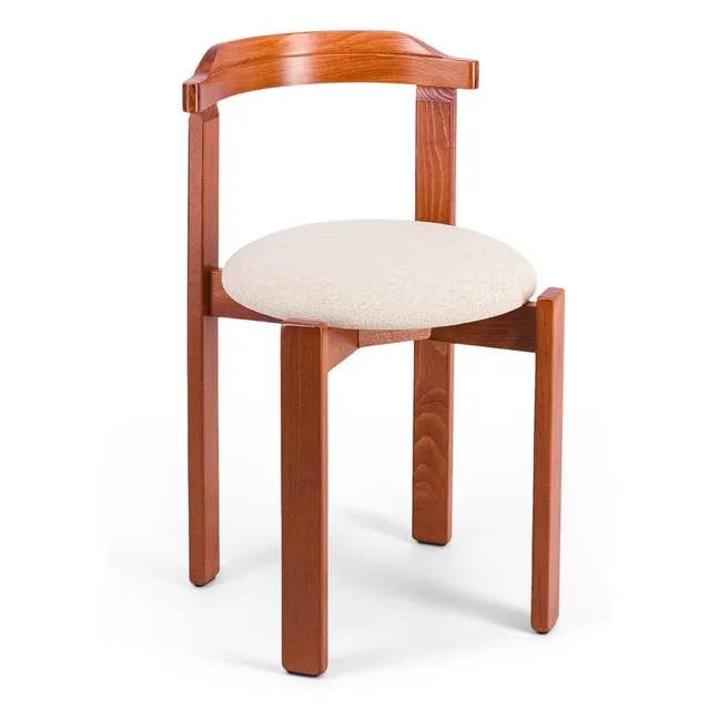 Laura chair upholstered in beech and woven fabric | Beige