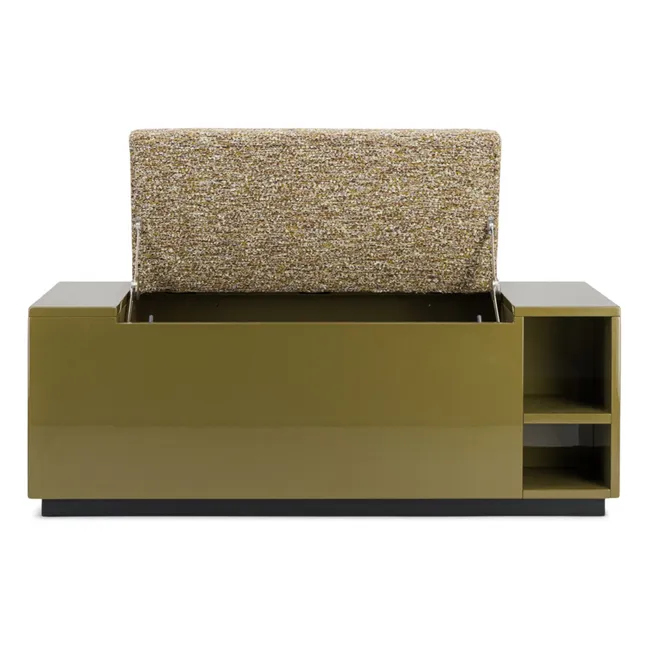 Banc coffre Cameleon en bois laqué et tissu effet tweed | Tigre