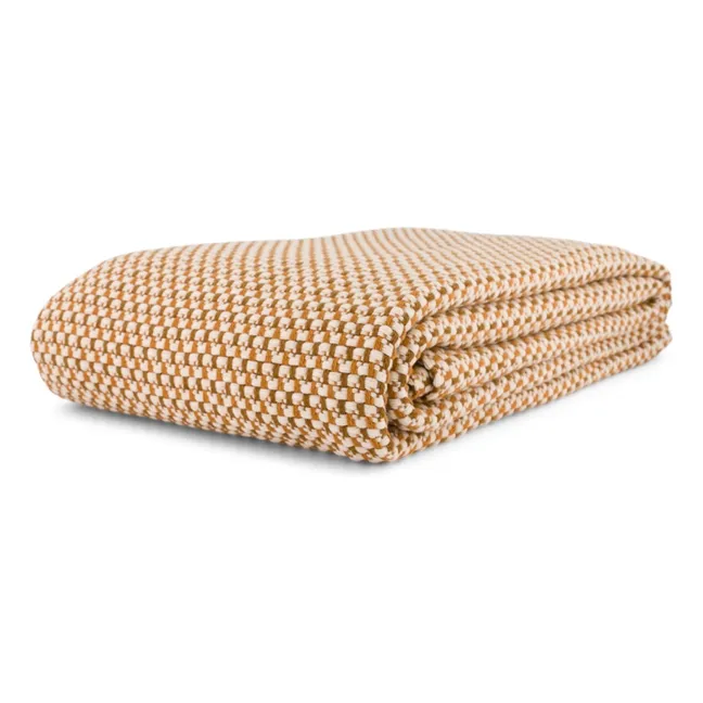 Miuccia throw in cotton jacquard | Caramel