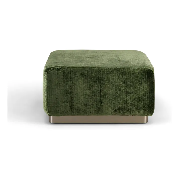 Pouf Rotondo en velours côtelé brillant  | Vert olive- Image produit n°2