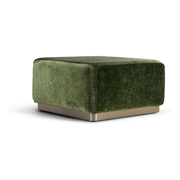 Pouf Rotondo en velours côtelé brillant  | Vert olive- Image produit n°0