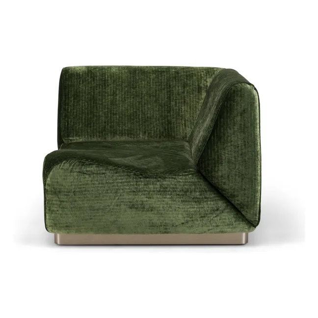 Módulo de esquina Rotondo de pana brillante | Verde oliva