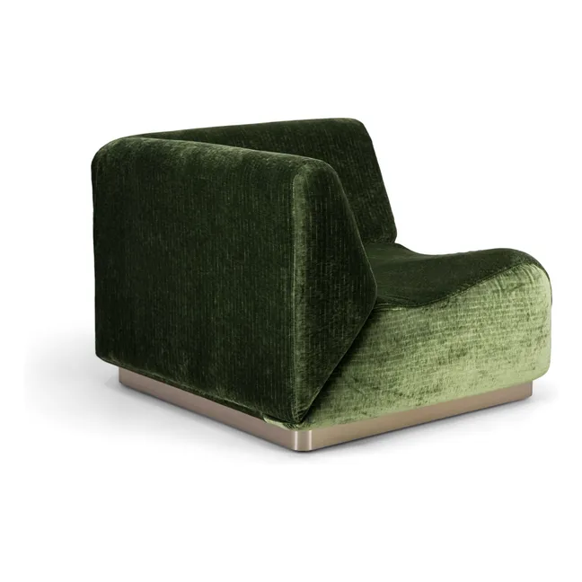 Module d'angle Rotondo en velours côtelé brillant | Vert olive