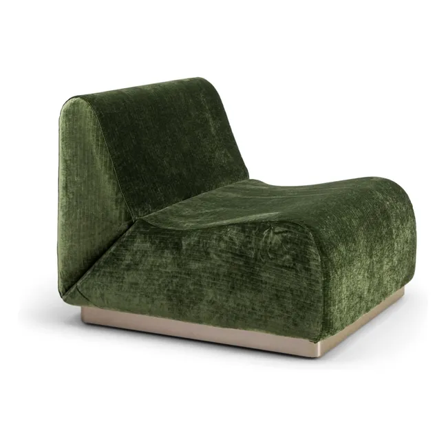 Rotondo modular fireside chair glossy corduroy | Olive green