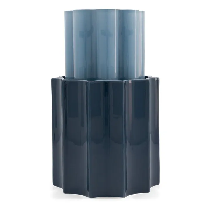 Vase Duetto en verre et céramique | Bleu- Image produit n°0