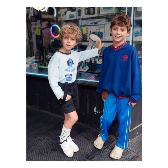 Sudadera de rayas de algodón orgánico | Azul Rey