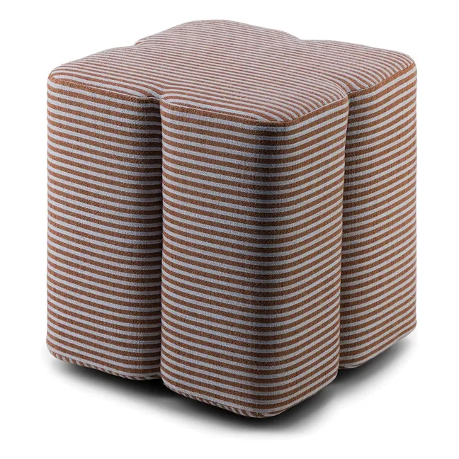Pouf Fiori in tessuto a righe | Marrone