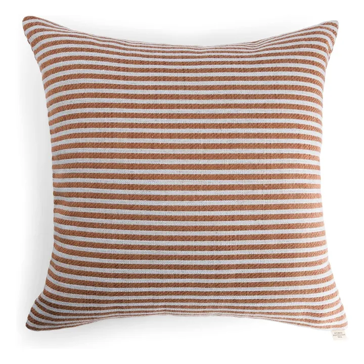 Coussin carré Carino en tissu rayé | Marron- Image produit n°0