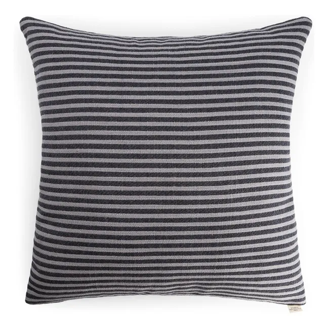 Coussin carré Carino en tissu rayé | Bleu nuit