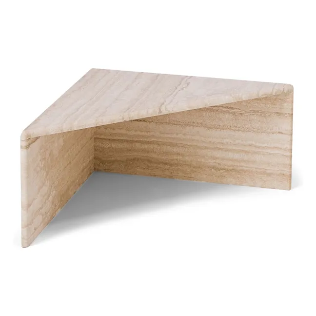 Triangolo travertine side table