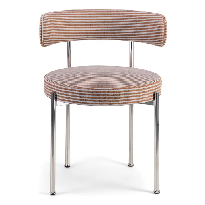Libera chair in striped fabric | Brown- Product image n°0