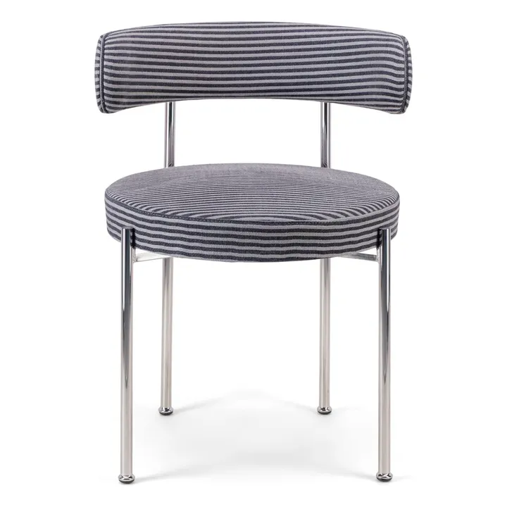 Chaise Libera en tissu rayé | Bleu nuit- Image produit n°0
