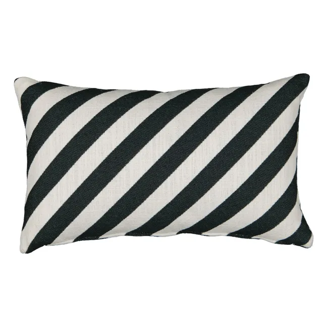 Carino rectangular cushion in striped jacquard | Dark green