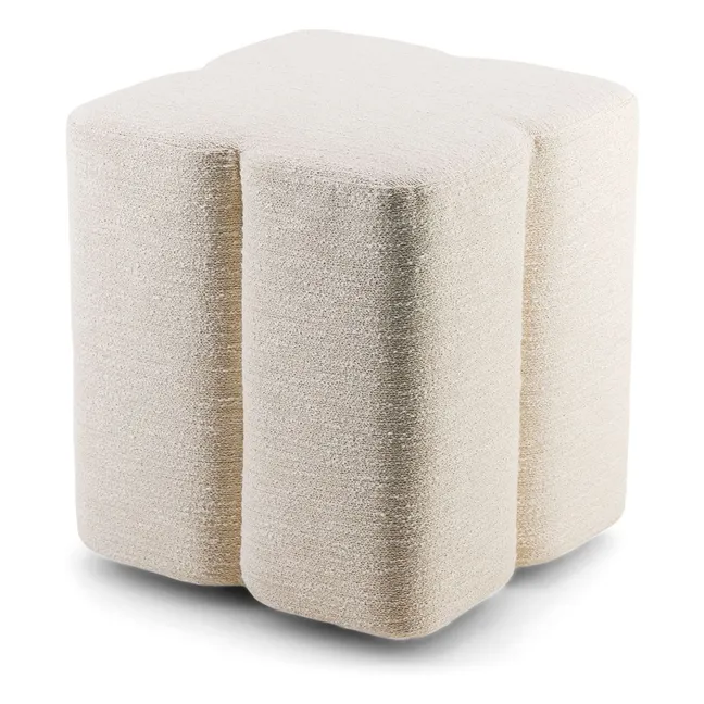 Fiori pouffe in woven fabric | Cream