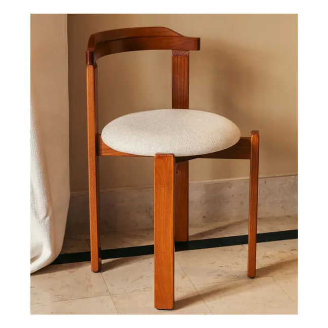 Chaise Laura rembourré en hêtre et toile tissée | Beige