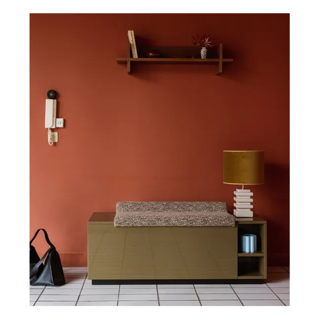 Banc coffre Cameleon en bois laqué et tissu effet tweed | Tigre