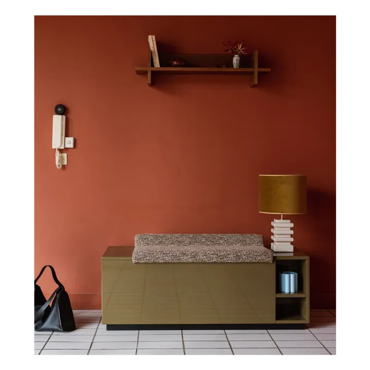 Banc coffre Cameleon en bois laqué et tissu effet tweed | Tigre- Image produit n°2