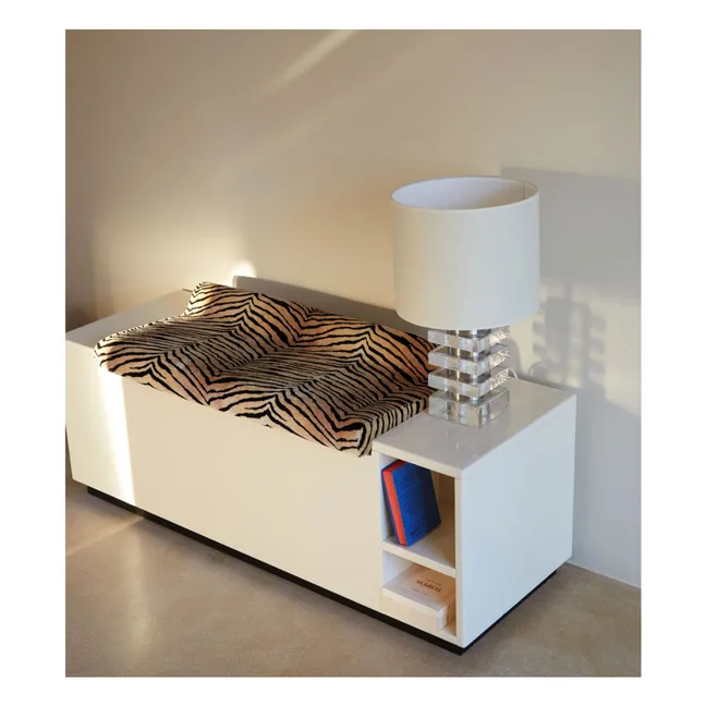 Cameleon chest bench in lacquered wood and tiger velvet | Cream