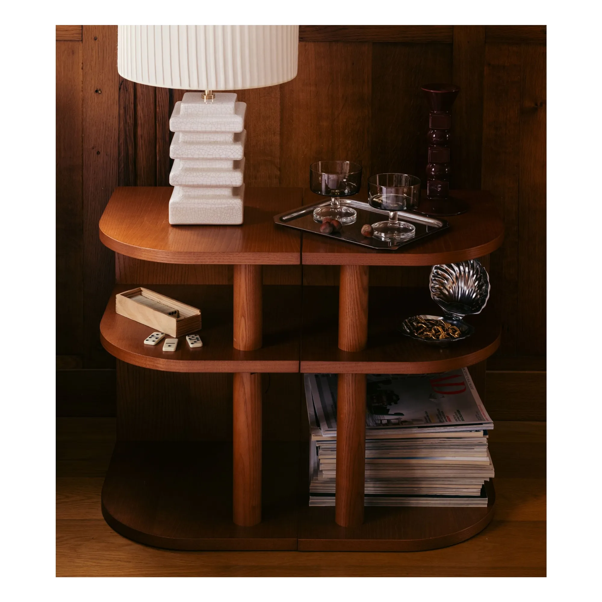 Table d'appoint Opera frêne finition iroko - version droite | Iroko- Image produit n°1