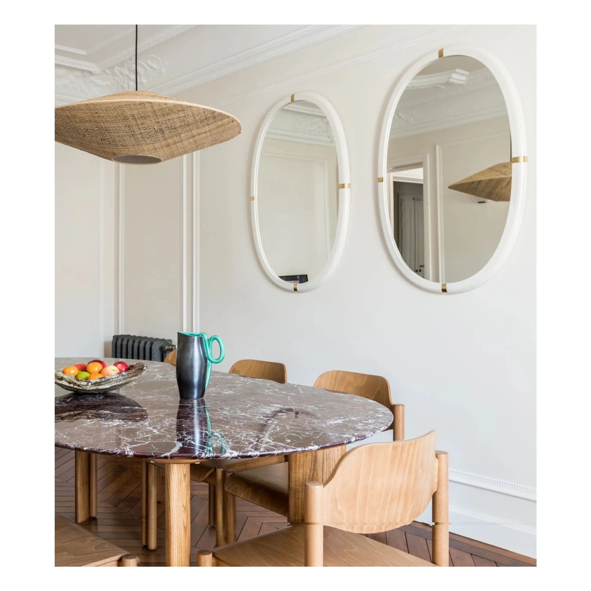 Miroir Marcello en bois laqué | Crème- Image produit n°1