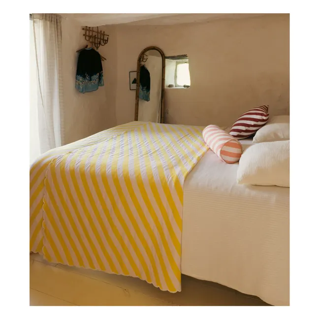Funda de cama a rayas de algodón Monastico | Amarillo