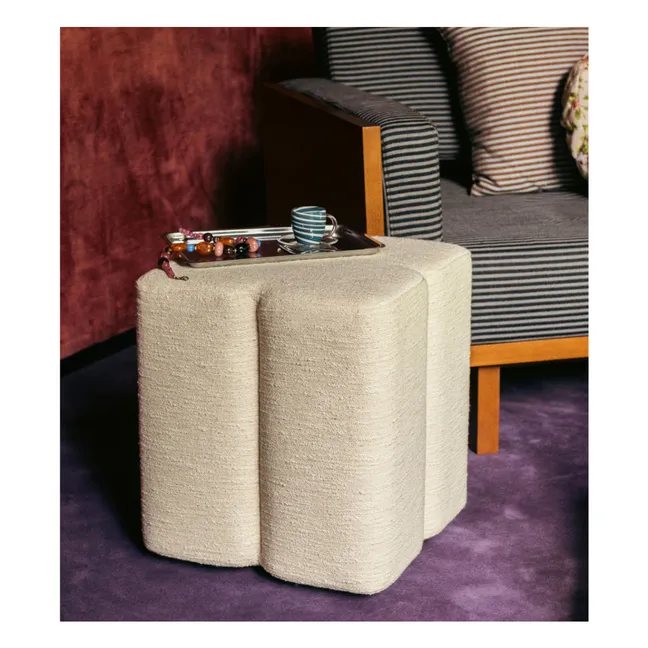 Pouf Fiori en tissu tramé | Crème