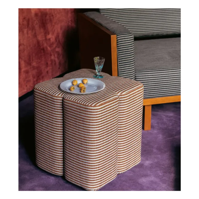 Pouf Fiori in tessuto a righe | Marrone