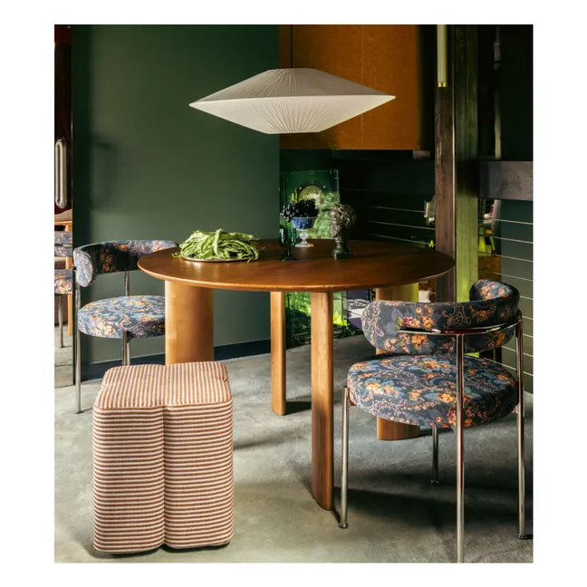 Pouf Fiori in tessuto a righe | Marrone