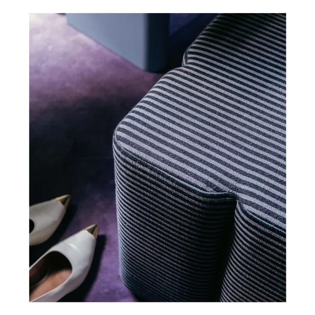 Pouf Fiori en tissu rayé | Bleu nuit