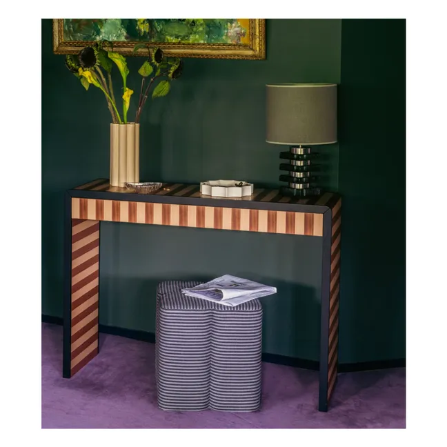 Fiori pouffe in striped fabric | Midnight blue