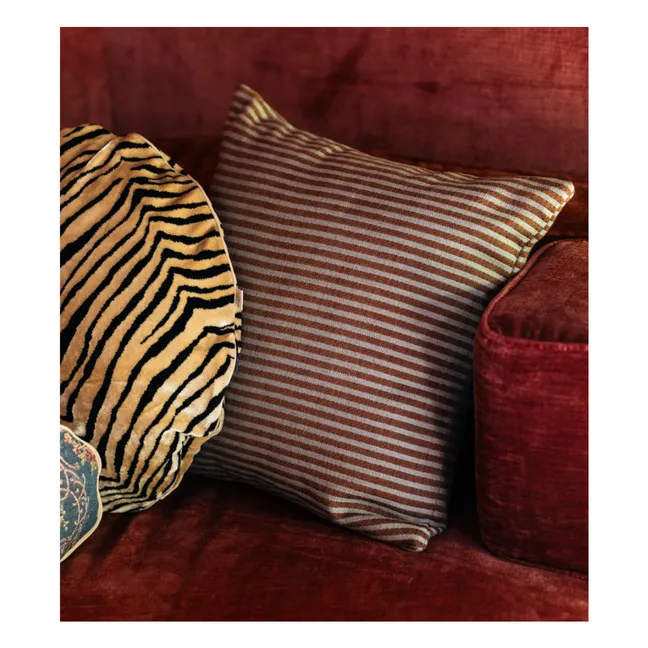 Coussin carré Carino en tissu rayé | Marron