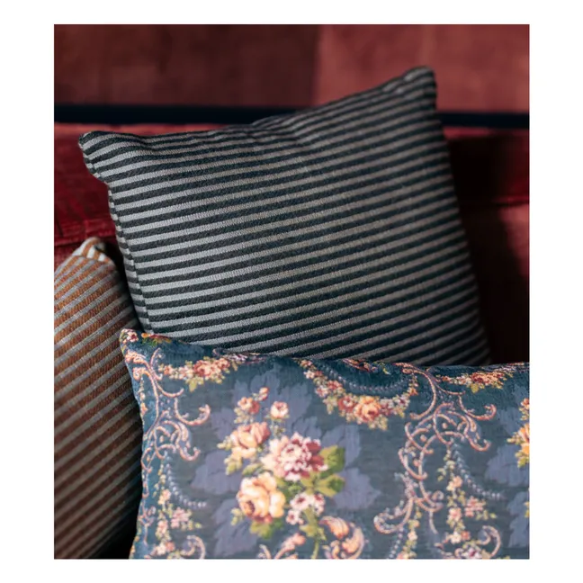 Coussin carré Carino en tissu rayé | Bleu nuit