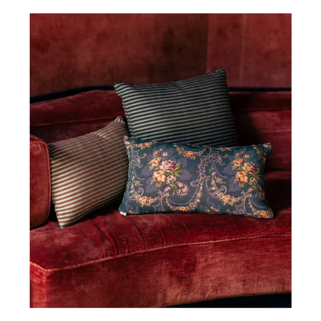 Coussin rectangulaire Carino en tissu rayé | Bleu nuit