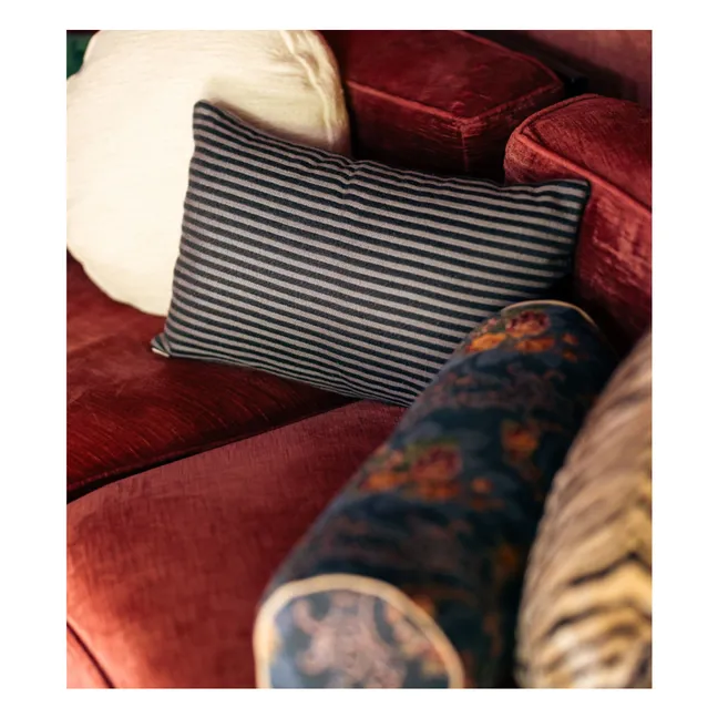 Coussin rectangulaire Carino en tissu rayé | Bleu nuit