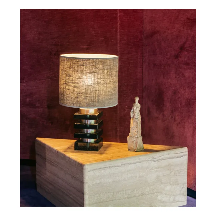 Lampe à poser Marta en verre et tissu texturé | Vert émeraude- Image produit n°2