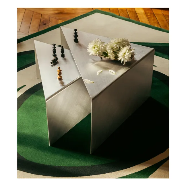 Triangolo nesting coffee table in brushed aluminum | Aluminium