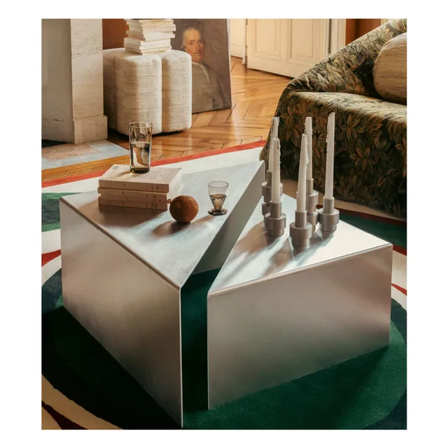 Triangolo nesting coffee table in brushed aluminum | Aluminium