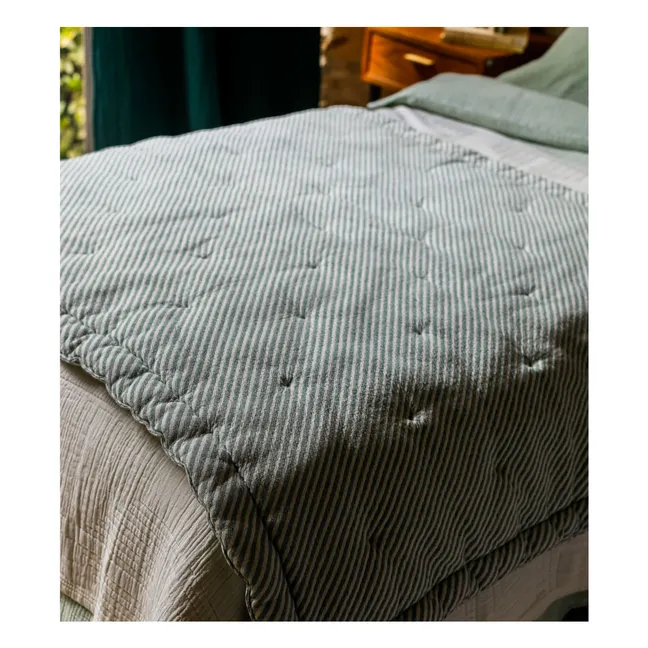 Capriccio cotton jacquard striped quilt | Green