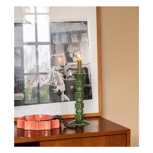 Ceramic Anna candleholder medium size | Olive green