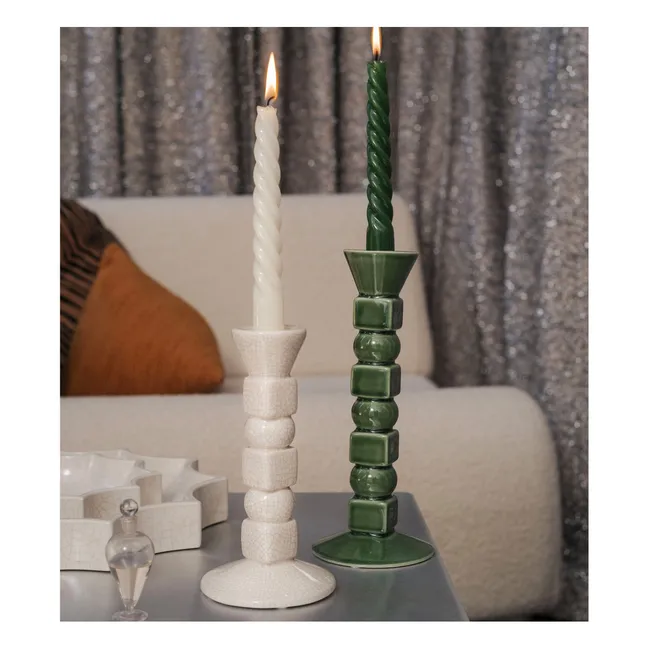 Crackled ceramic Anna candleholder small size | Cream