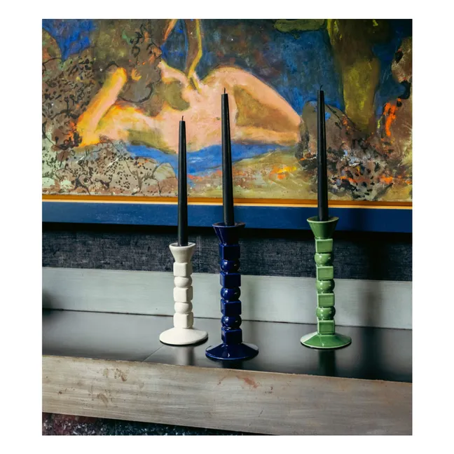 Bougeoir Anna en céramique moyen format | Bleu nuit