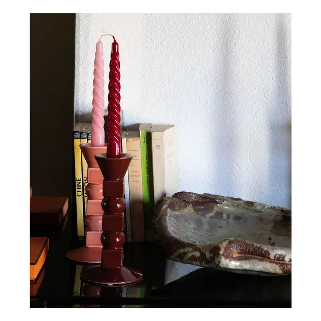 Anna candelabro pequeño de cerámica | Rosa empolvado