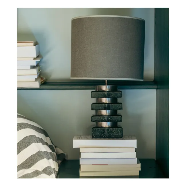 Lampe à poser Marta en verre et tissu texturé | Vert émeraude